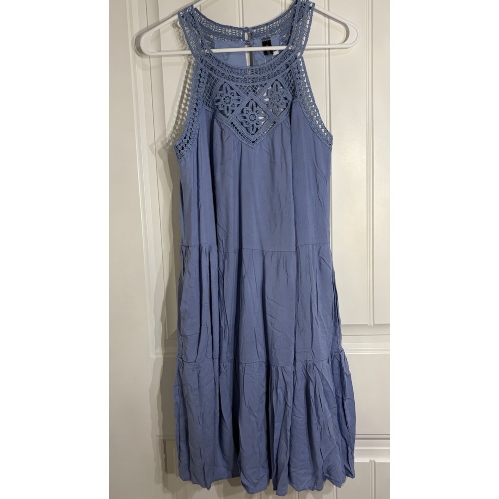 MEROKEETY‎ Sz S NWT Summer Sleeveless Crochet A-Line Vacation Dress Pockets